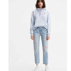 Levi's Womens Custom 501 Taper Jeans with Peach Embroidered Pocket Size 26